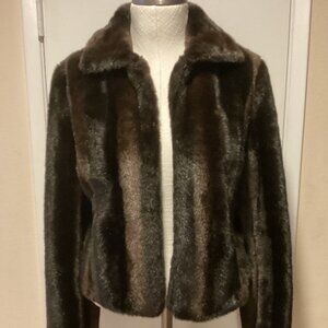 Ann Taylor Loft Brown Faux Fur Lined Short Jacket Size 10